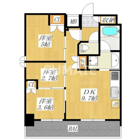 ＯＲＳＵＳ赤羽イーストの間取り|北東向きの角部屋です☆