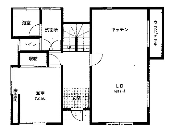 岡山市北区佐山　中古戸建の間取り|１階間取り図