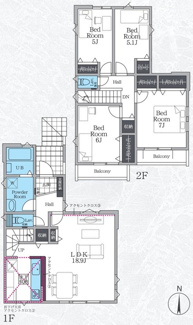 【間取り】 | 座間市立野台3丁目  1号棟 2期 | 都市ガス　網戸標準仕様　シャッター1箇所付　Ｗロックディンプルキー　南向きバルコニー2箇所　食洗器・浄水器　浴室乾燥機+窓　全居室収納　リビング収納　リビング階段　LDK18.9帖