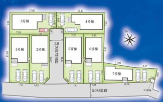 【区画図】 | 並列2台駐車　LDK広々20帖　5号棟　曽谷
