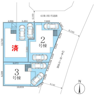 【区画図】 | 座間市立野台3丁目  3号棟 2期 | 3号棟　南東側約6.1ｍ公道に接道　敷地面積32.8坪