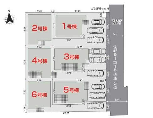 練馬区南田中1丁目 全6棟 1号棟の区画図|南田中1丁目の落ち着いた住宅地
全6棟新築戸建てが誕生します