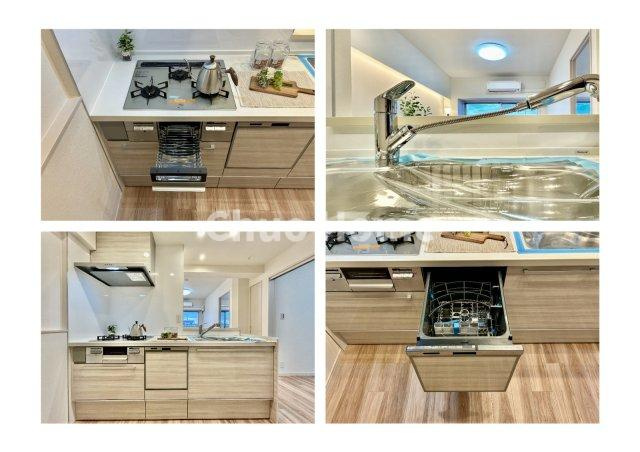 ヴェラハイツ葛西のキッチン|【システムキッチン】ワイドで収納豊富な使い勝手の良いカウンターキッチンには、食洗器や伸縮タイプのキッチン水栓、三ツ口コンロ・魚焼きグリルなどの便利な設備が標準完備されています。