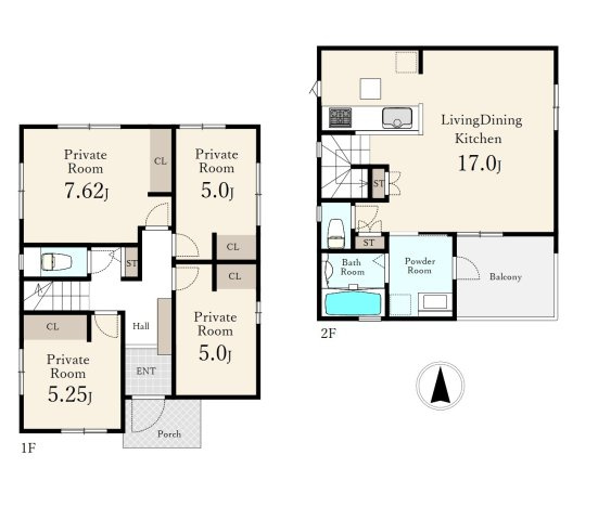 練馬区南田中1丁目 全6区画 2号地の土地図＋建物プラン例|建物プラン例
建物面積90.25㎡　建物価格1800万円(税込)