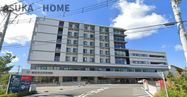 三ツ沢ハイタウン一号棟の外観|横浜市立市民病院まで徒歩1分です。近くに総合病院があるのは心強いですね。