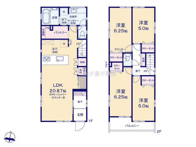 《仲介手数料無料》練馬区石神井台８丁目2-2新築一戸建てブルーミングガーデンの間取り