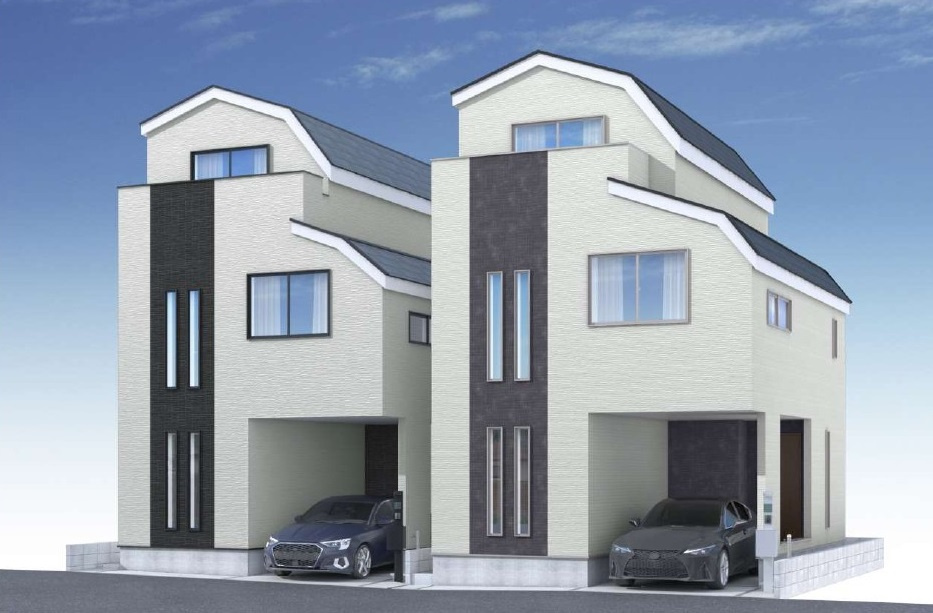 板橋区富士見町 全2棟 2号棟の外観パース|イラストは図面を基に起こしたもので実際のものとは多少異なる場合がございます