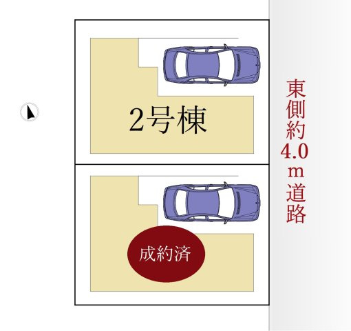 板橋区富士見町 全2棟 2号棟の区画図| 東側約4ｍ道路に面する全2棟