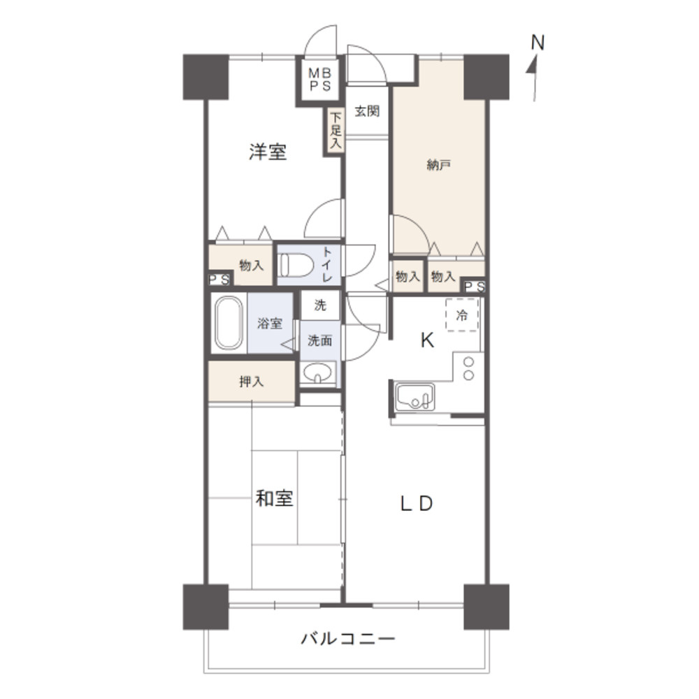 ライオンズマンション倉敷幸町の間取り|オーナーチェンジ物件です。（月額65,000円）専有面積58.91平米、2LDKの間取りです。
