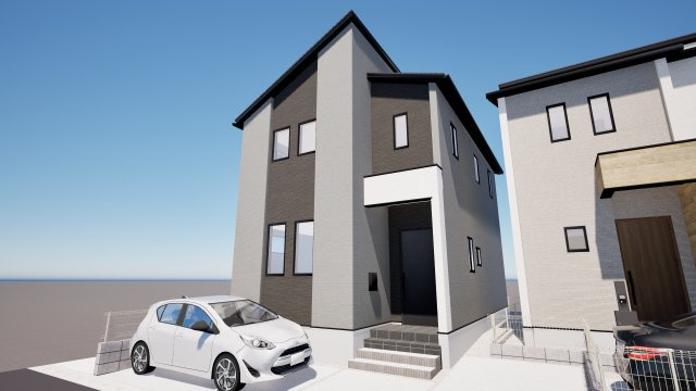 糟屋郡須恵町旅石26期1号棟の外観パース|外観パースです