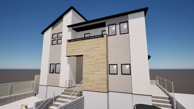 糟屋郡新宮町大字湊4期2号棟の外観パース|外観パースです