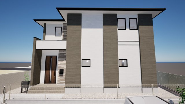 糟屋郡新宮町大字湊4期1号棟の外観パース|外観パースです