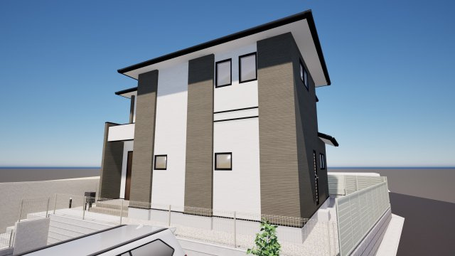 糟屋郡新宮町大字湊4期1号棟の外観パース|外観パースです