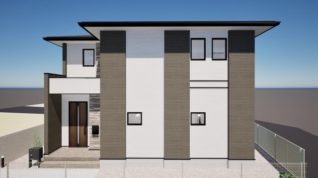 糟屋郡新宮町大字湊4期1号棟の外観パース|外観パースです