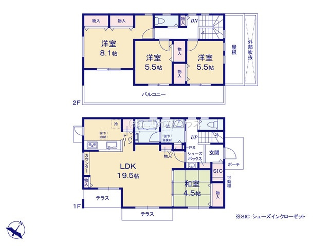 北本市中丸4丁目　新築一戸建て　セレクト花水木　01の区画図|1号棟
