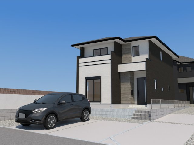 宗像市徳重2期1号棟の外観パース|外観パースです