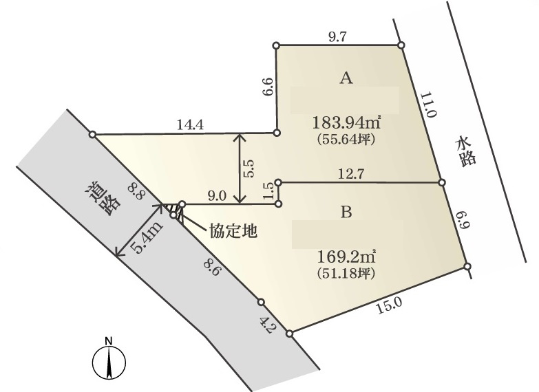 ◎高座郡寒川町一之宮4丁目　建築条件なし　売地　B区画の土地図|土地図☆