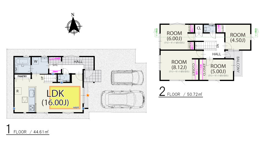 練馬区南田中1丁目　6家族様限定×大型分譲　建築条件付売地の参考プラン|1号地　4LDK+SIC+パントリー+カースペース2台分　敷地面積 101.48ｍ2　建物面積 95.33ｍ2　建物価格 1,900万円