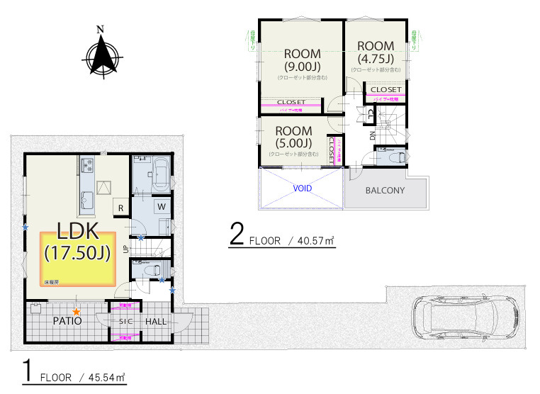 練馬区南田中1丁目　6家族様限定×大型分譲　建築条件付売地の参考プラン|4号地　3LDK+SIC+パティオ+カースペース　敷地面積 103.09ｍ2　建物面積 86.11ｍ2　建物価格 1,720万円