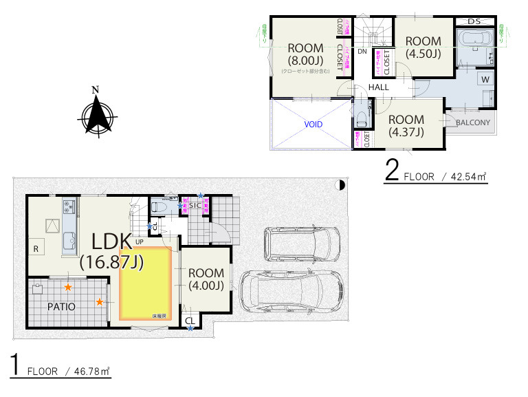 練馬区南田中1丁目　6家族様限定×大型分譲　建築条件付売地の参考プラン|5号地　4LDK+SIC+パティオ+カースペース2台分　敷地面積 102.13ｍ2　建物面積 89.32ｍ2　建物価格 1,780万円