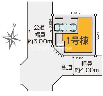 葛飾区新宿1丁目新築分譲住宅の区画図|【区画図】南西角地！