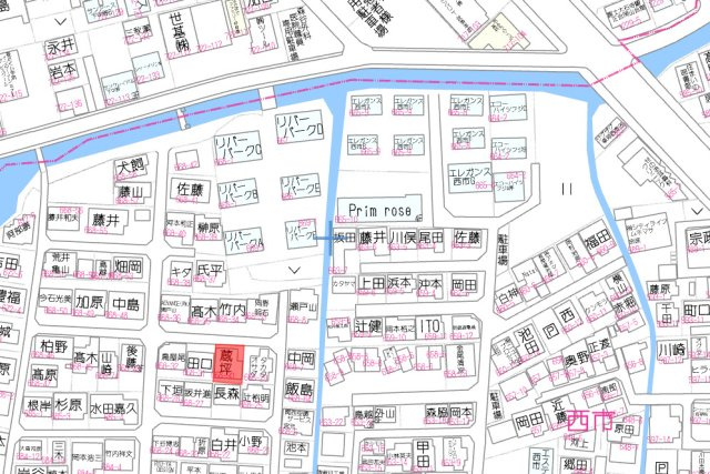 岡山市南区西市の地図