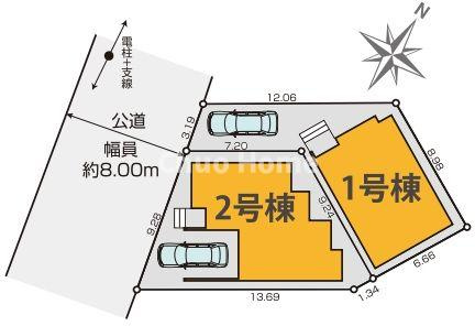 江戸川区北篠崎2丁目新築分譲住宅の区画図|区画図