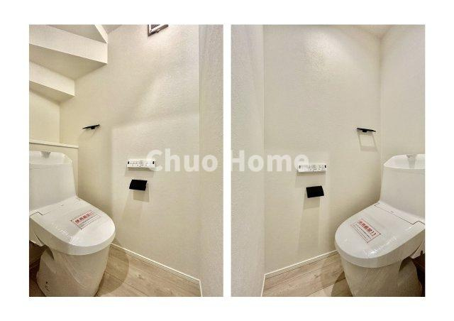 江戸川区北篠崎2丁目新築分譲住宅のトイレ|【トイレ×2】温水洗浄便座機能付きトイレ。温水洗浄便座は清潔にお使いいただくための大切なアイテムです。