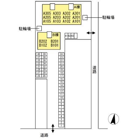 ハイカムールウエストリバー　A棟の区画図