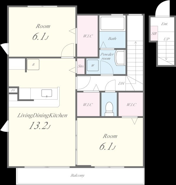 岸和田市三田町のハイツの間取り