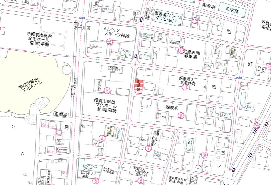 都城市北原町の売地の土地図