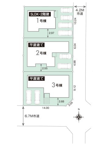 太宰府市水城4丁目第1-3棟（3号棟）の区画図|配置図（3号棟）