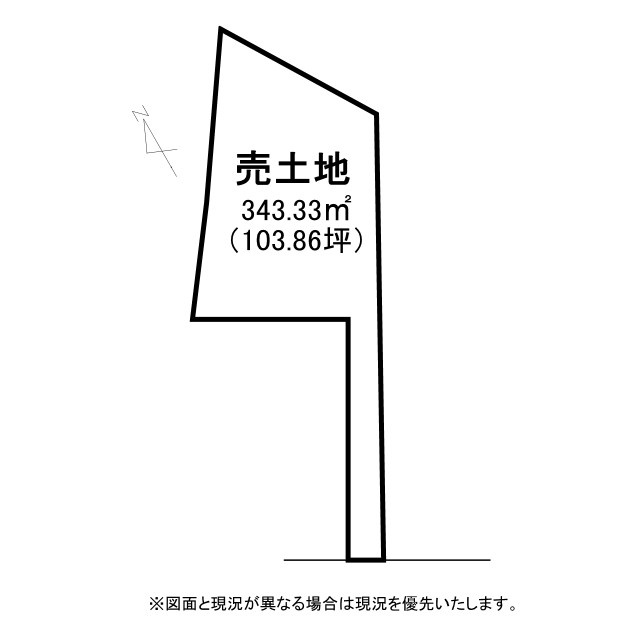 栗東市荒張　建築条件無し売土地の土地図