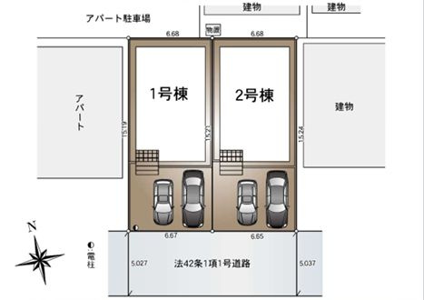 伊勢原市下落合第12　新築一戸建て　1号棟の区画図|配置図