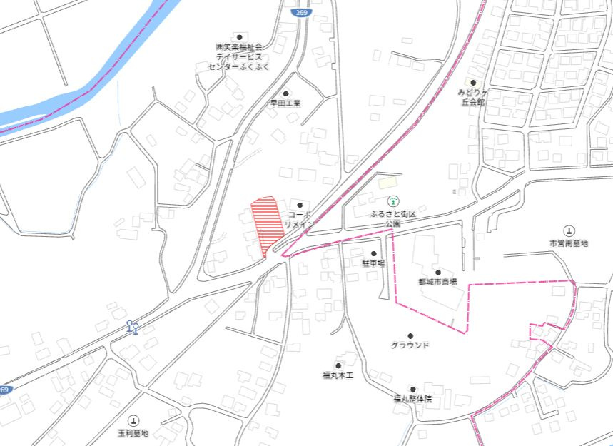 都城市大岩田町の売地の土地図