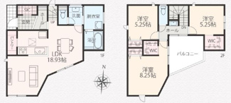 【間取り】 | LDKは約１８帖と広々！開放的なバルコニーからの眺望・陽当り良好♪