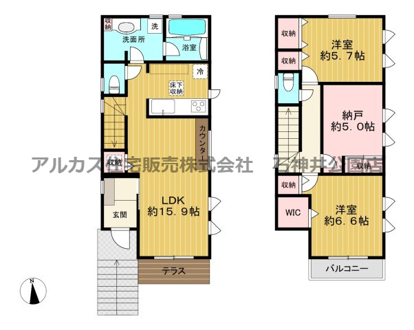 練馬区関町北４丁目　新築一戸建　西武新宿線　武蔵関の間取り