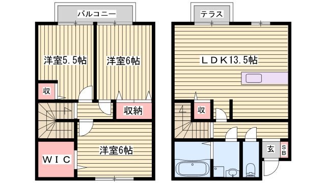 オークスコート西新在家　A棟の間取り