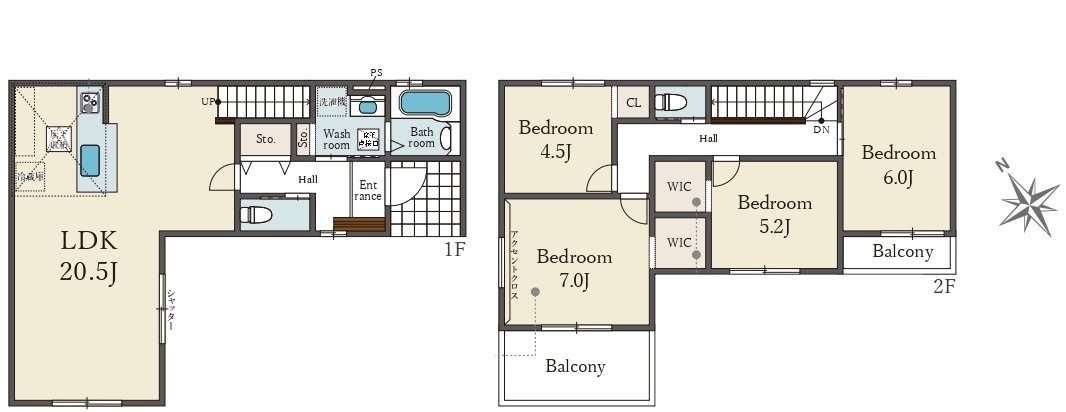 守山市吉身3丁目　新築戸建ての間取り