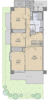 【間取り】 | ルイシャトレ市川妙典 | 間取り：３LDK　専有面積：77.61ｍ2　南西・北西の角部屋