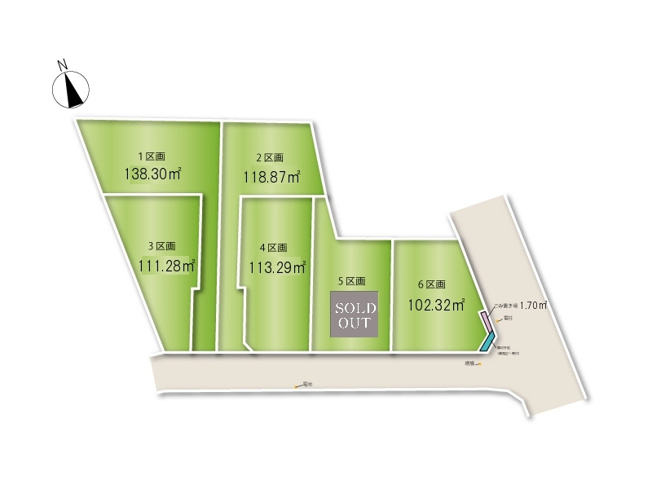 【土地図】 | 練馬区北町7丁目　建築条件無売地　全6区画　（成増店） | 東京メトロ有楽町線「平和台」駅徒歩約9分の近さ
※図面を基に作成しています。現況と異なる場合は現況を優先いたします。