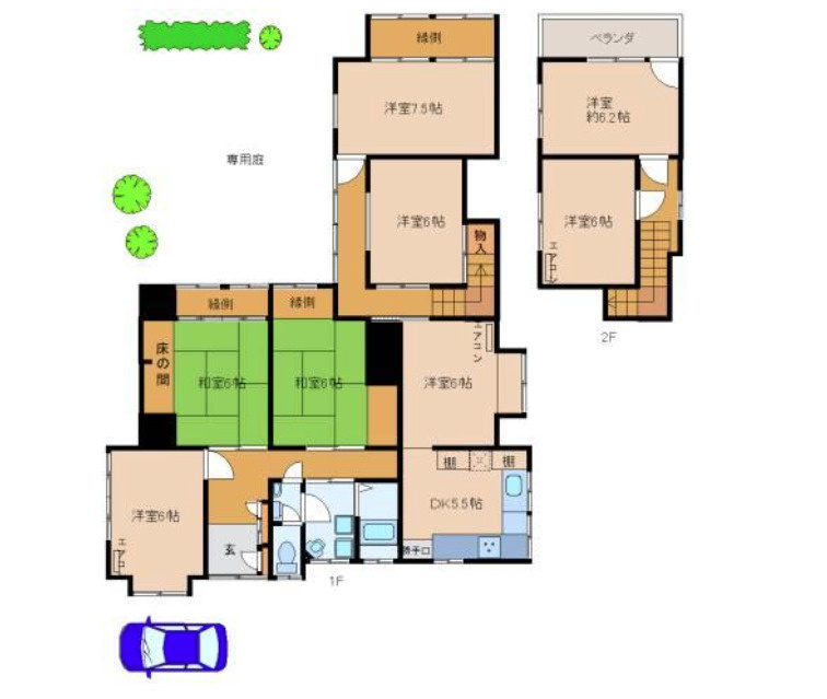 大津市富士見台の住宅付店舗戸建の間取り