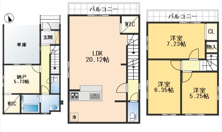 摂津市鳥飼新町2丁目　新築戸建の間取り