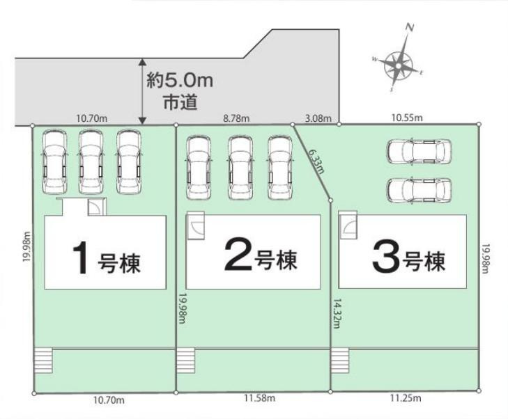 鹿嶋市平井東1丁目　新築戸建　1号棟の区画図