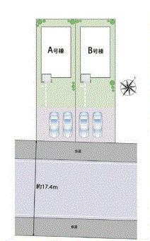八潮市垳　新築分譲住宅　全２棟の区画図