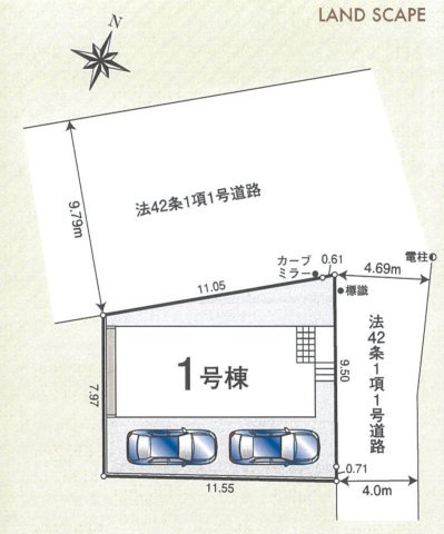新築一戸建て　川越市神明町の区画図|カースペース２台分(車種によります)