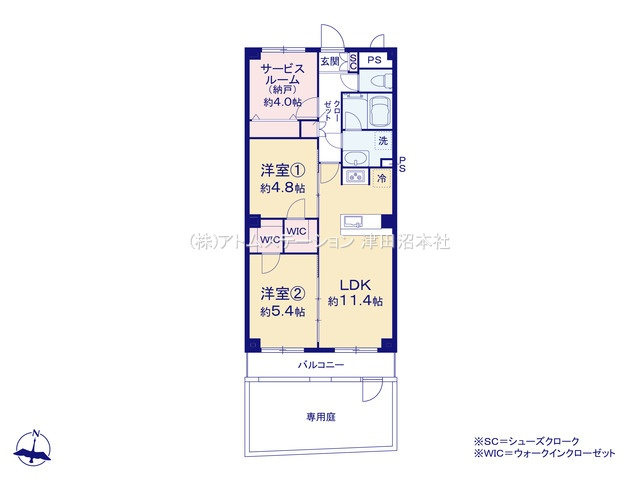 【間取り】 | アトムセレクト　ライオンズマンション船橋第三　1階