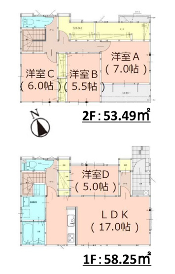 【間取り】 | 大野城市乙金3丁目3期　2号棟（全2棟）【仲介手数料無料・0円】 | 平日、土日祝日もお好きな日時にご見学可能です。お気軽にお問合せ下さい。