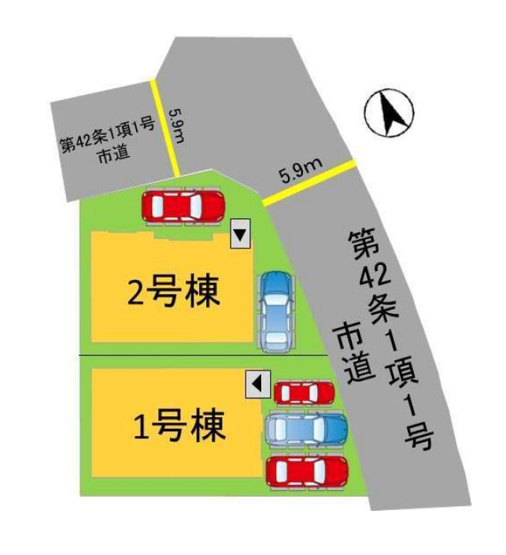 【区画図】 | 大野城市乙金3丁目3期　2号棟（全2棟）【仲介手数料無料・0円】 | 区画図です。2号棟