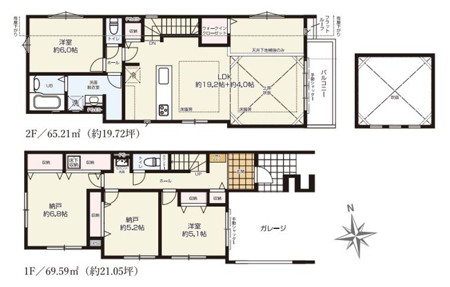 【間取り】 | 西東京市田無町６丁目　新築戸建て | 2LDK2S・土地104.04ｍ2・建物134.80ｍ2